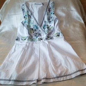 NY Collection Split V Neck Top - Medium